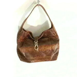 Dooney & Bourke Logo Lock Faux Snakeskin Hobo Bag